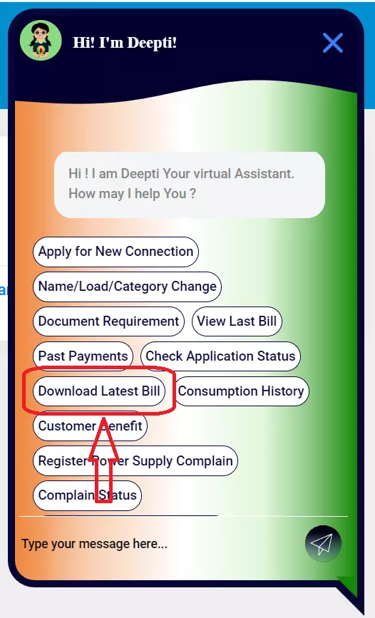 PGVCL Bill Download using ChatBot