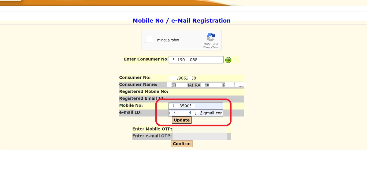 PGVCL Mobile Number Update