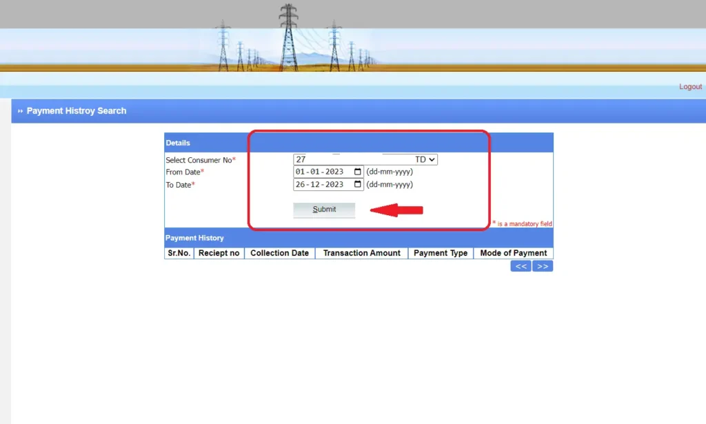 PGVCL HT Bill Payment History