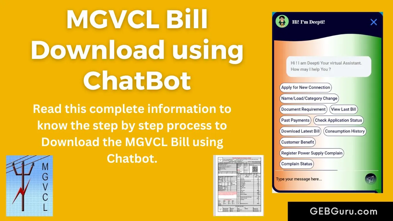 MGVCL Bill Download using ChatBot