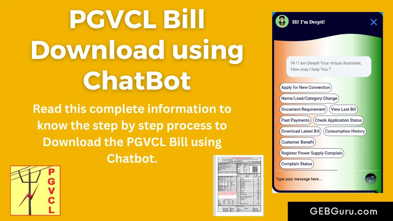 PGVCL Bill Download using ChatBot