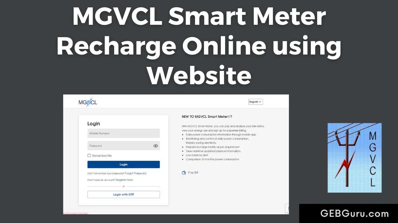 MGVCL Smart Meter Recharge using Website